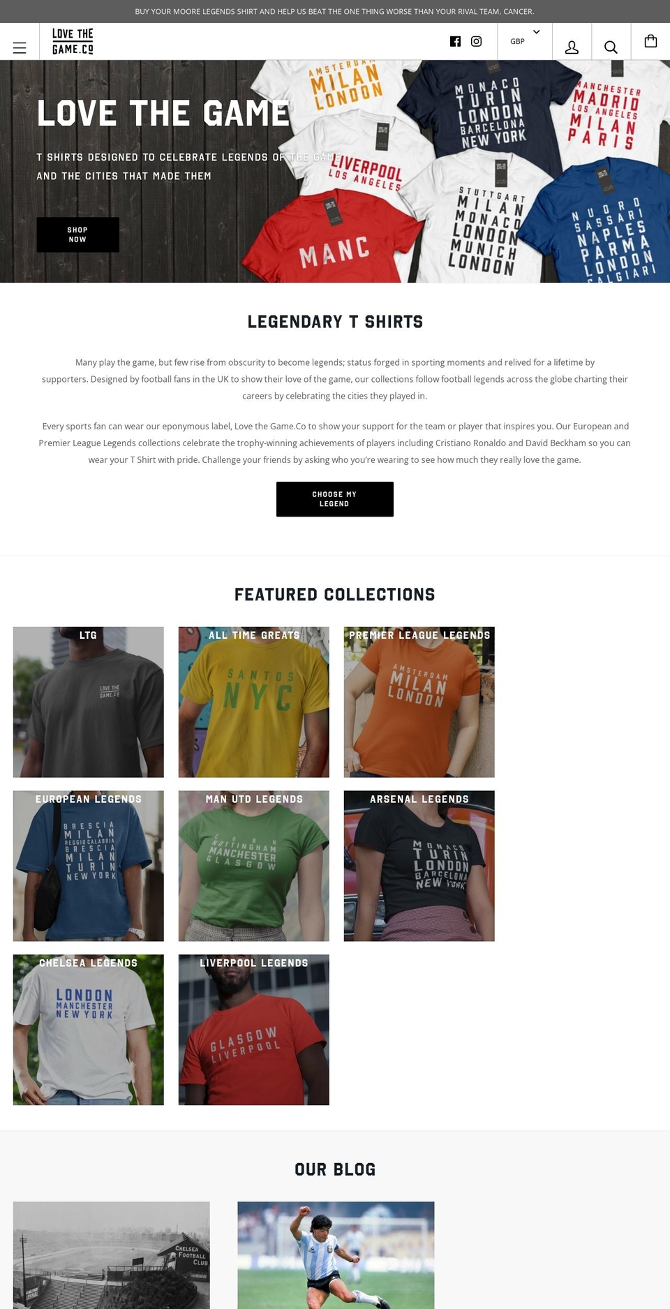 lovethegame.co shopify website screenshot