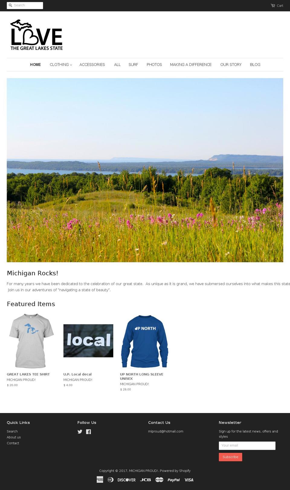 lovethegreatlakesstate.com shopify website screenshot