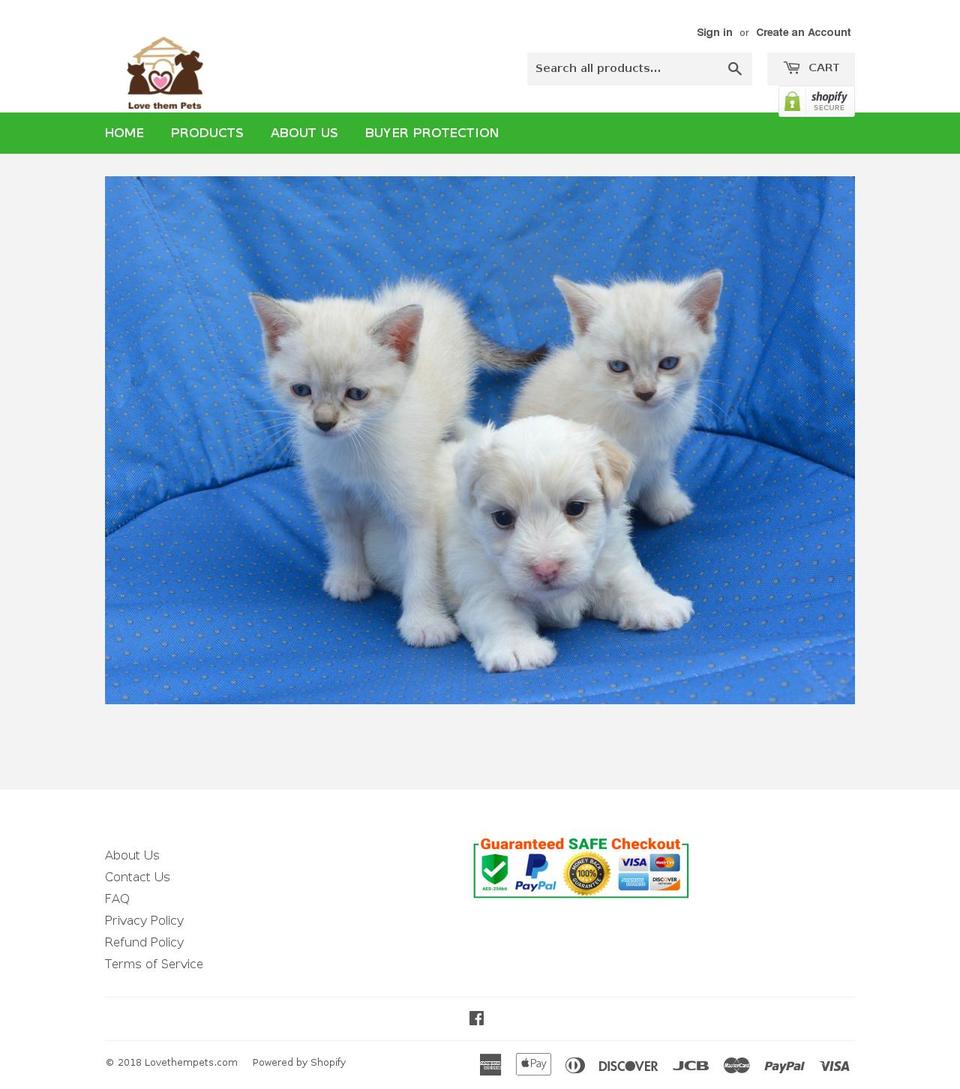 lovethempets.com — Shopify storefront screenshot
