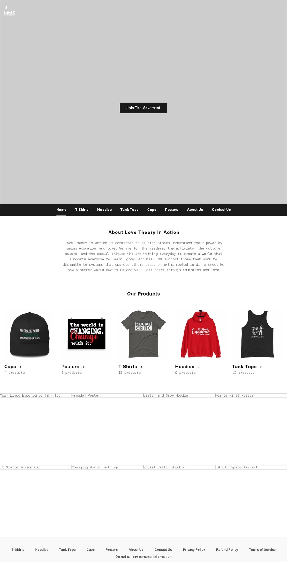 lovetheoryinaction.com shopify website screenshot