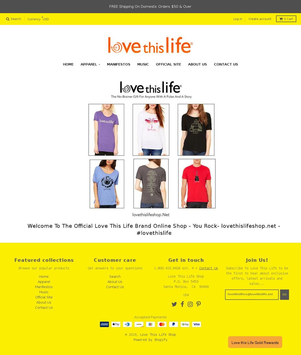 lovethislifewear.net shopify website screenshot