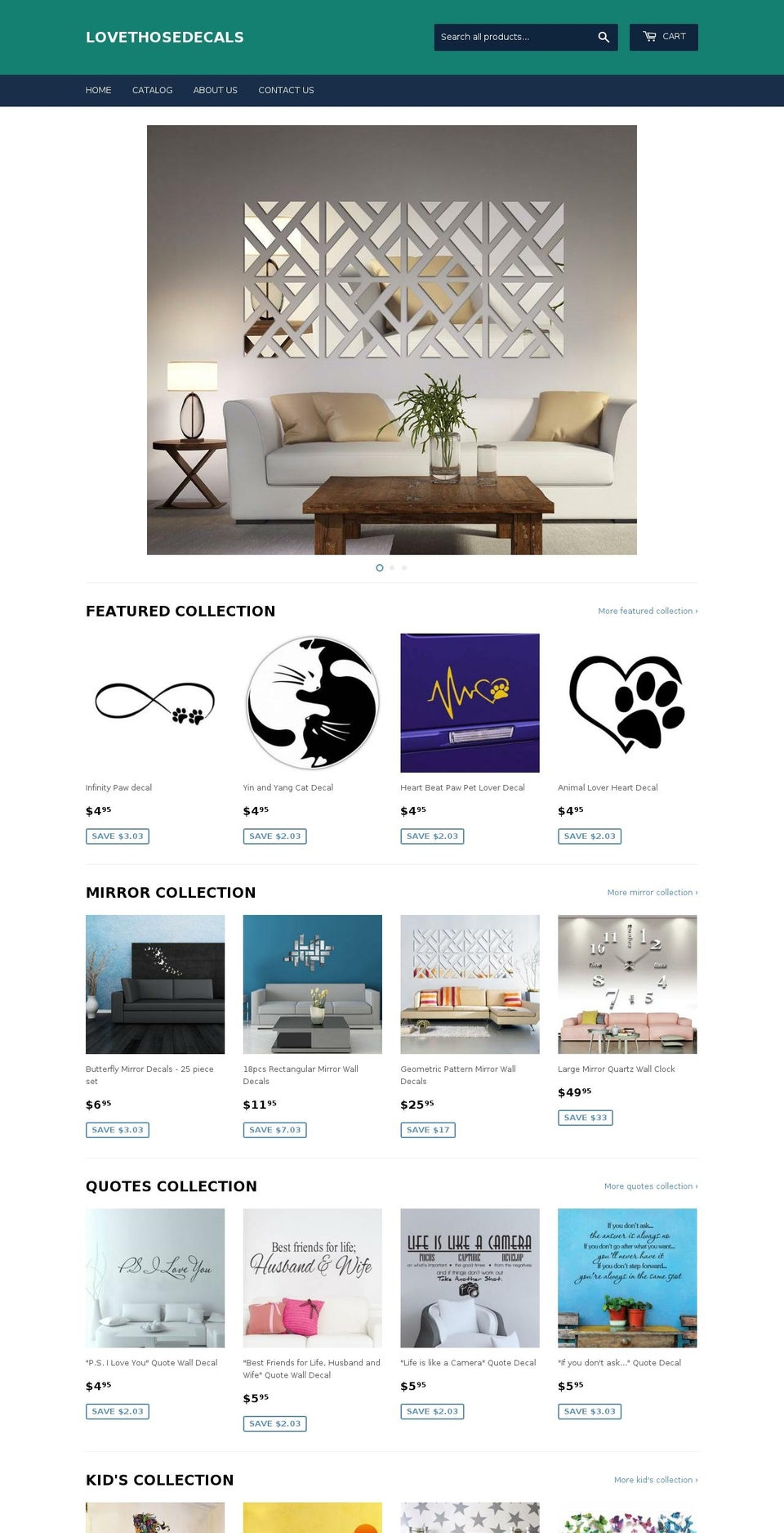 lovethosedecals.com — Shopify storefront screenshot