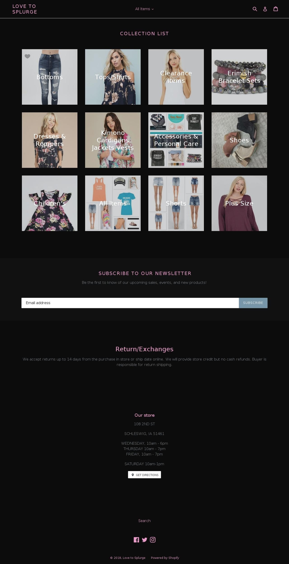 lovetosplurge.com shopify website screenshot