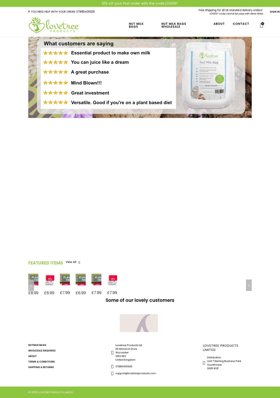 lovetreeproducts.com shopify website screenshot