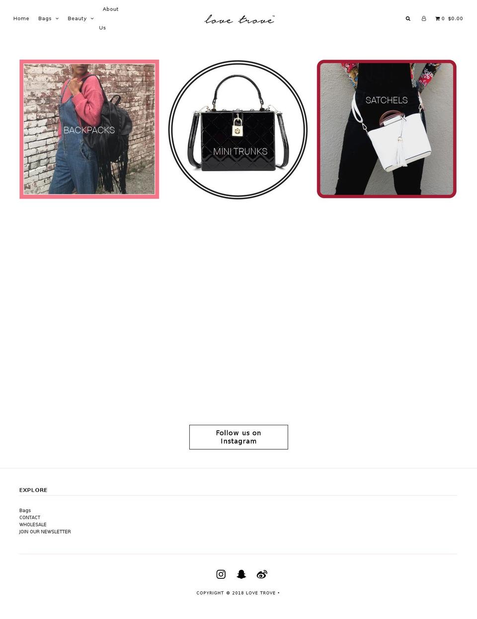 lovetrovela.com — Shopify storefront screenshot