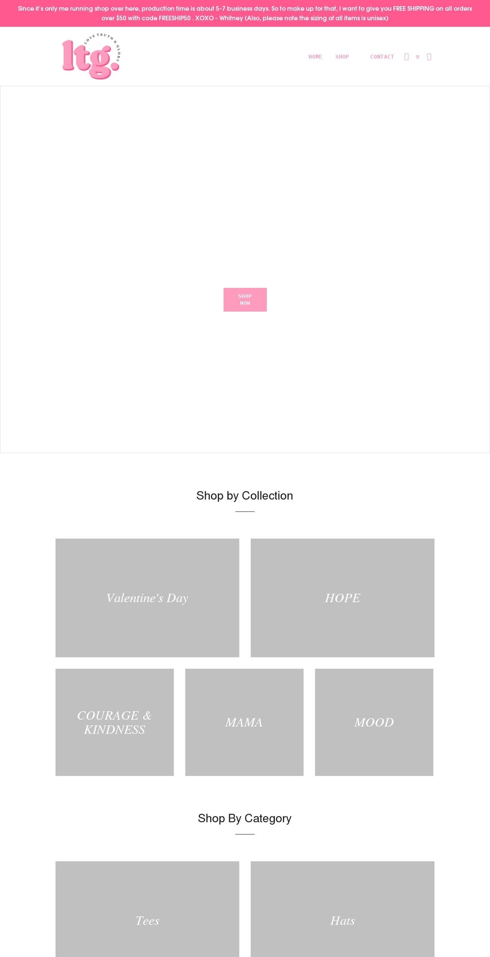lovetruthandglory.com shopify website screenshot
