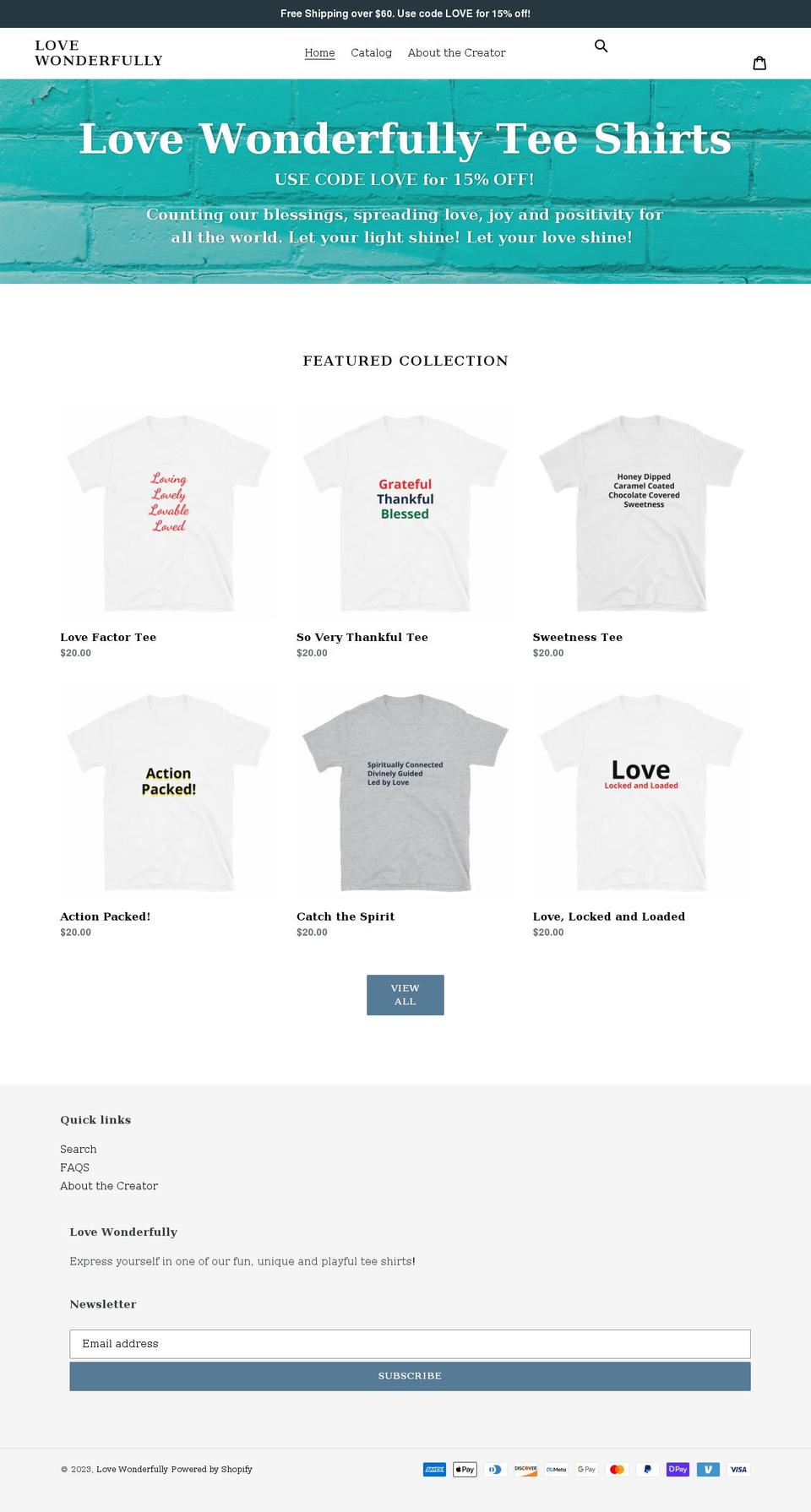 lovewonderfully.com shopify website screenshot