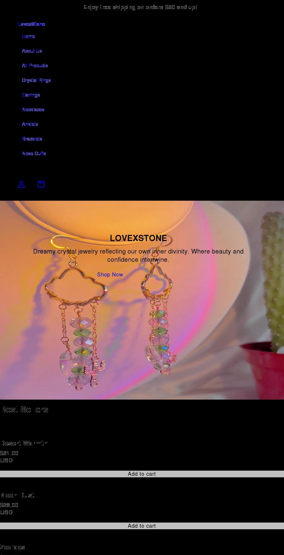 lovexstone.com shopify website screenshot