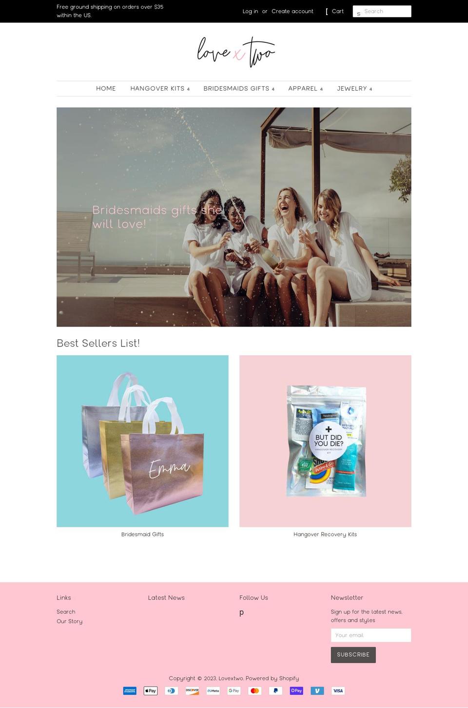 lovextwo.com shopify website screenshot