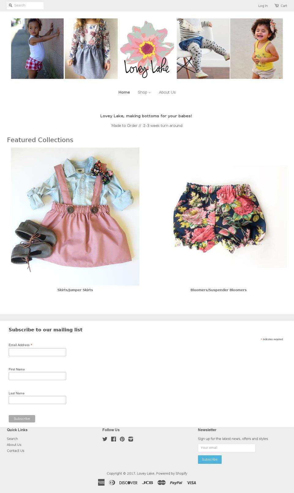 loveylake.com shopify website screenshot