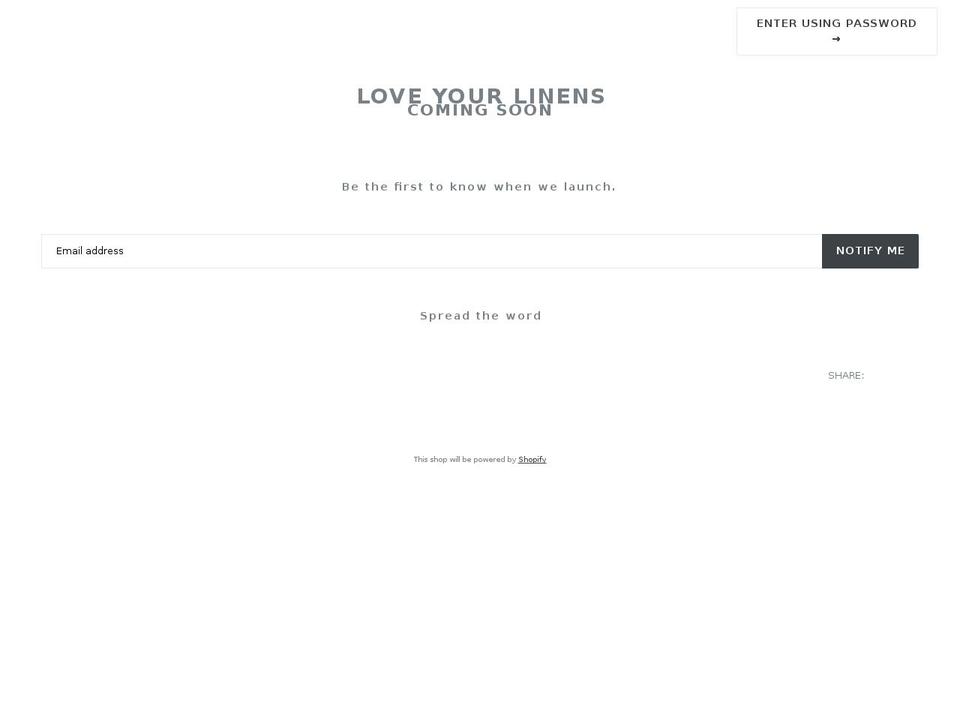 lyl-debut Shopify theme site example loveyourlinens.com