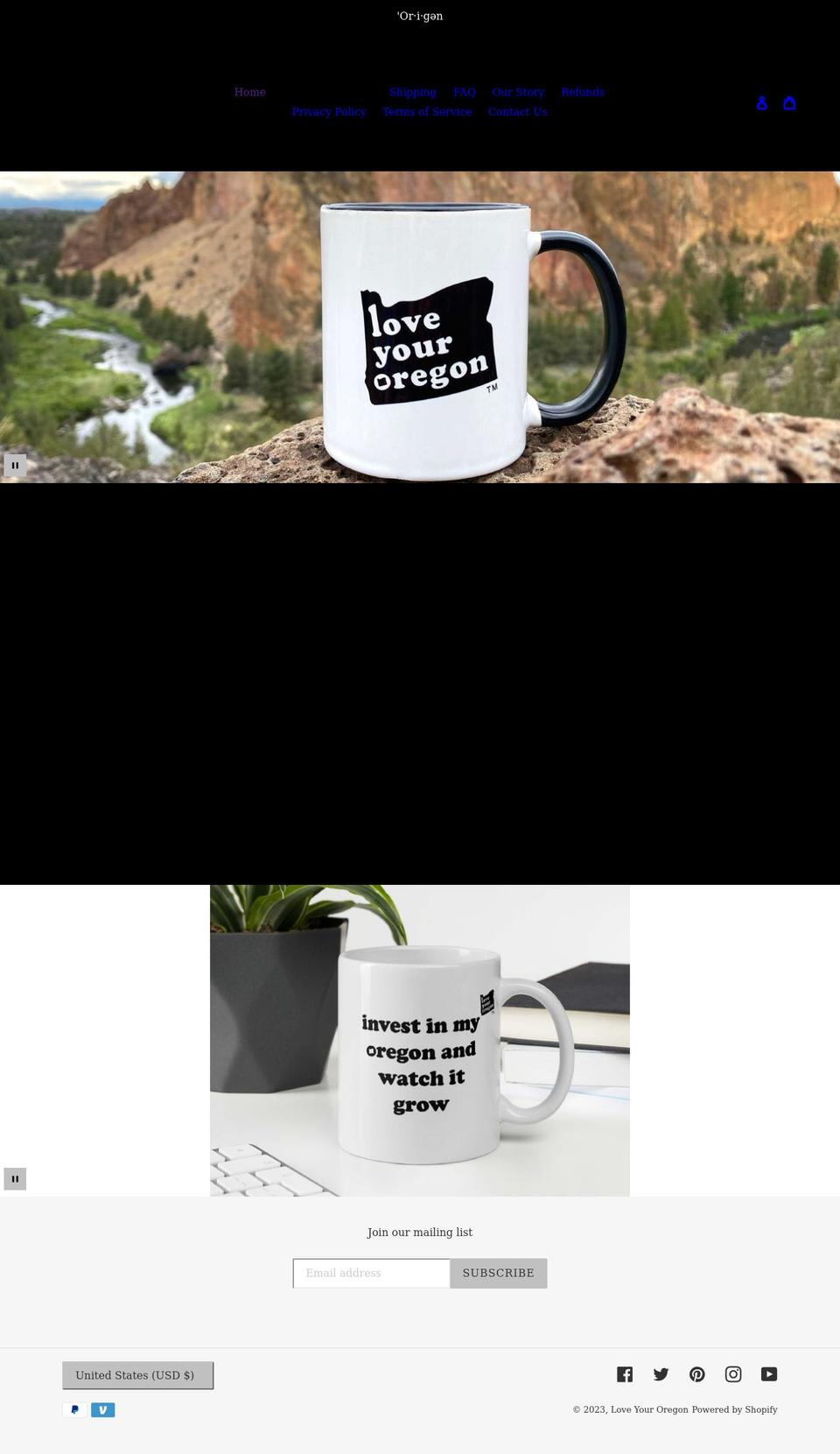 loveyouroregon.com shopify website screenshot