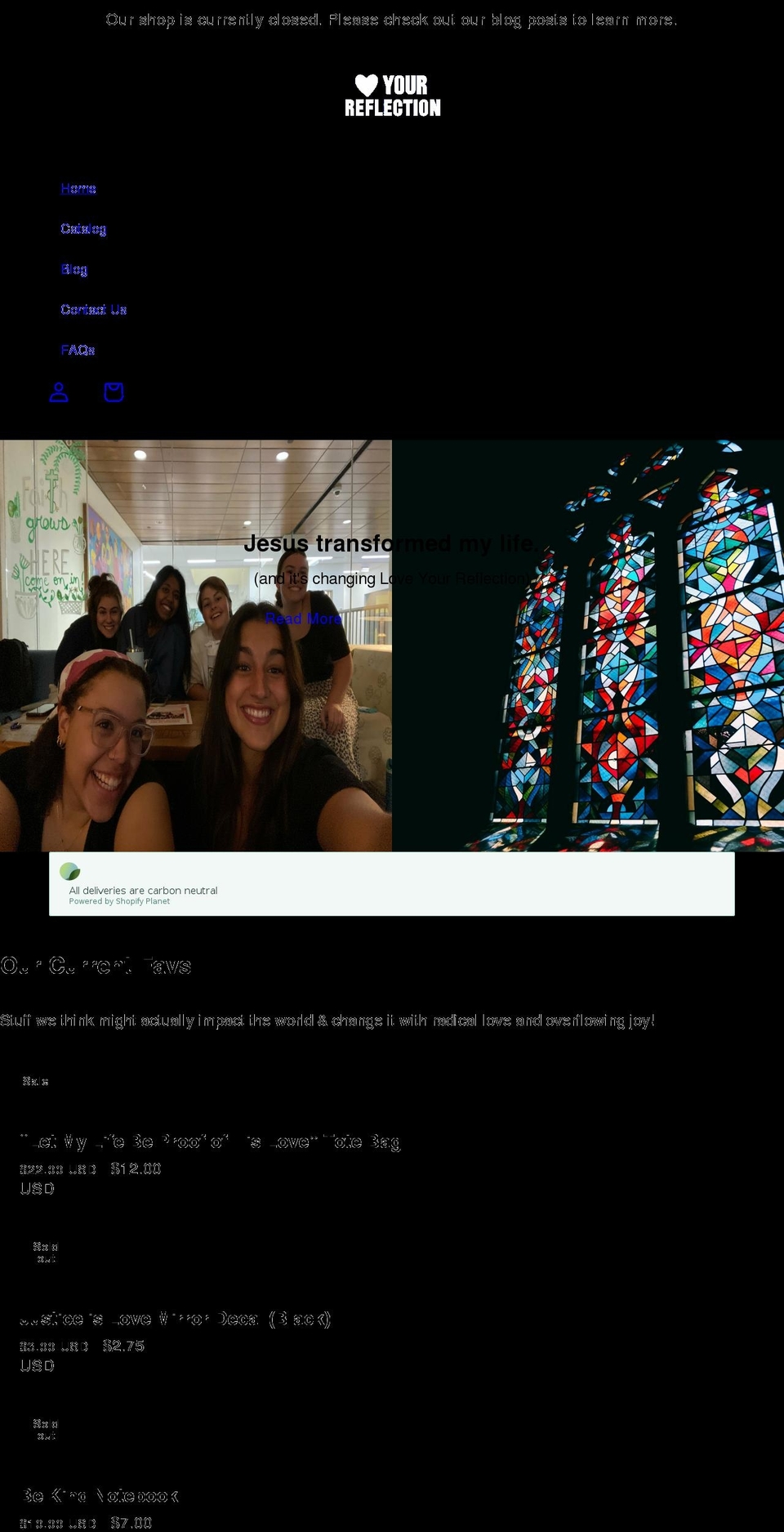 loveyourreflection.shop shopify website screenshot