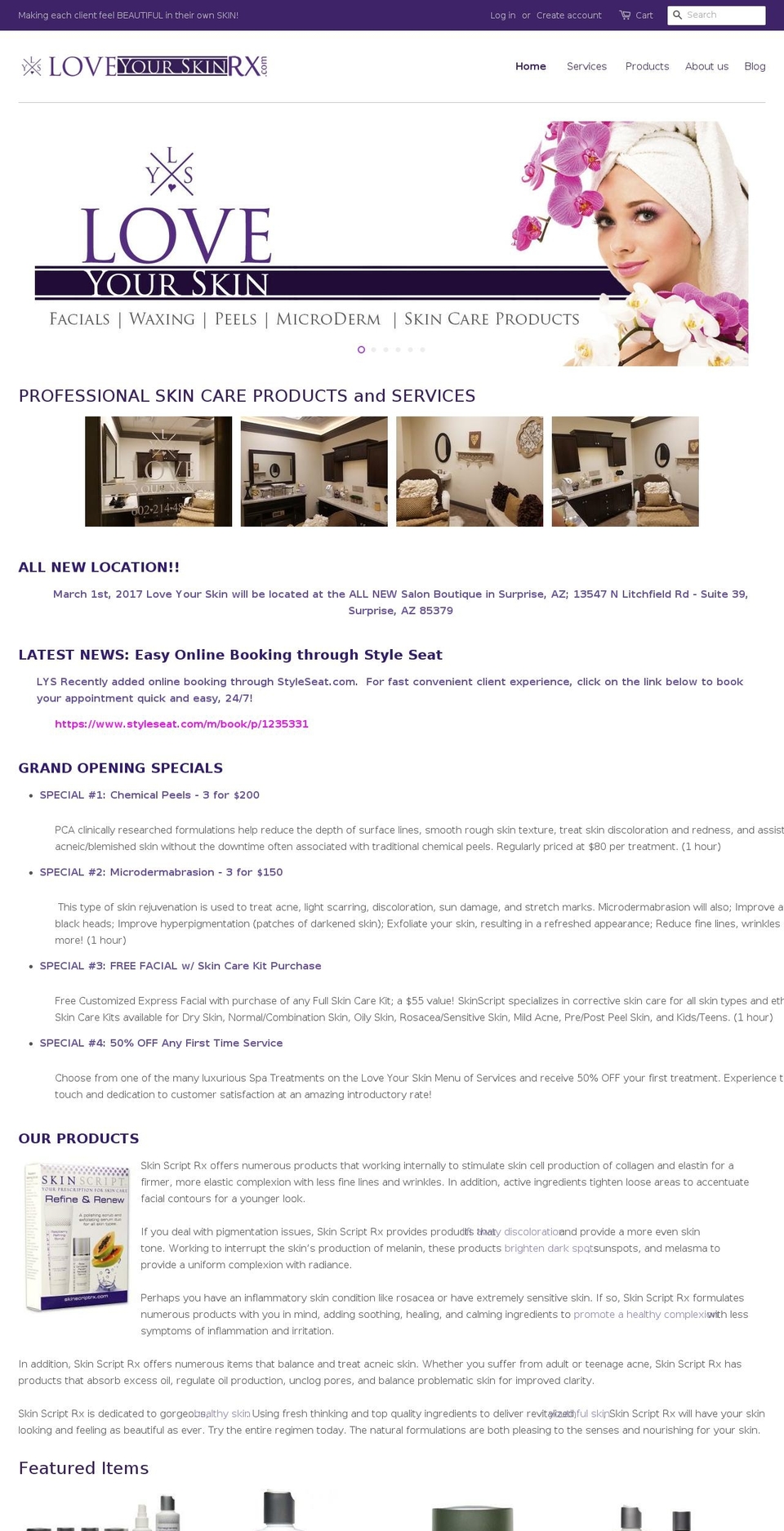 loveyourskinrx.com shopify website screenshot
