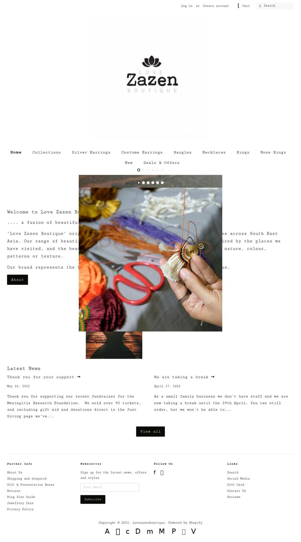 lovezazenboutique.com shopify website screenshot