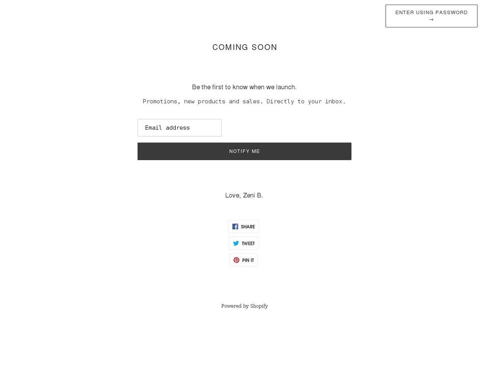 lovezenib.com shopify website screenshot