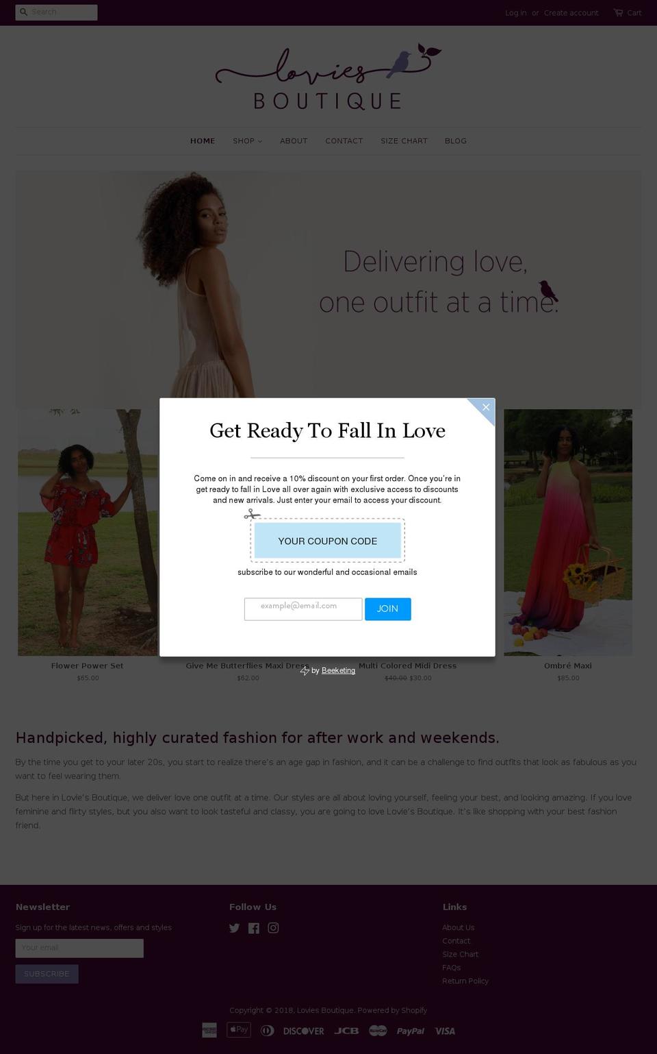 loviesboutique.com — Shopify storefront screenshot