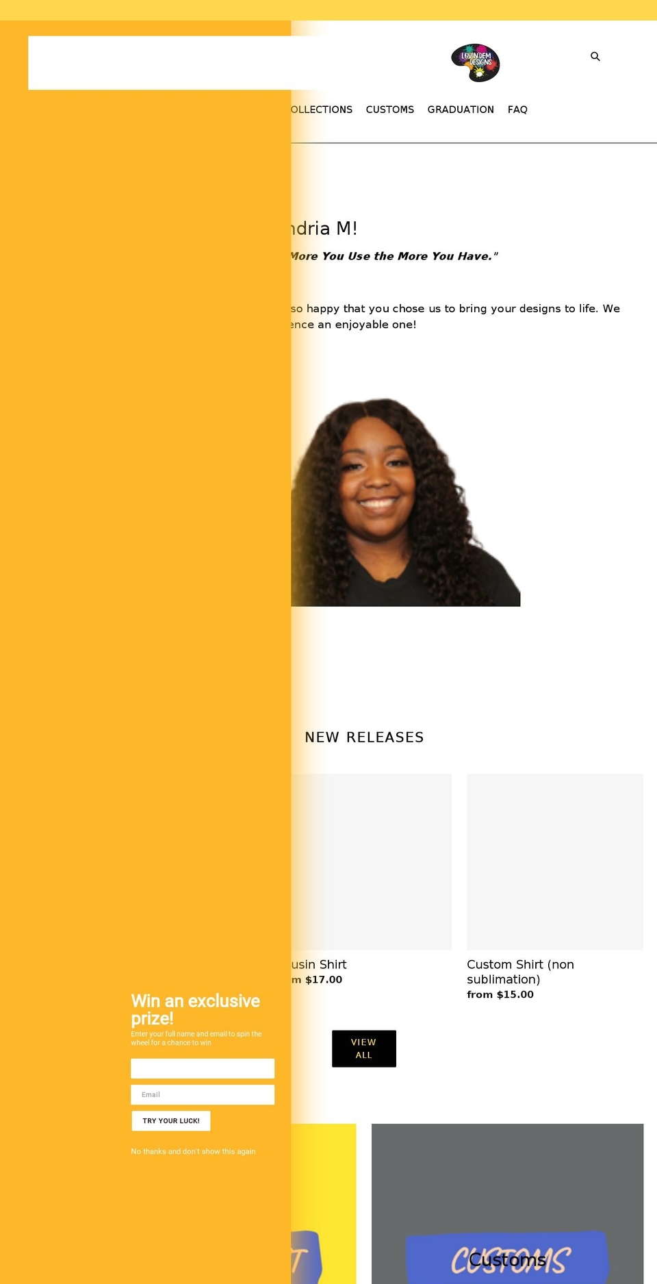 lovindemdesigns.net shopify website screenshot
