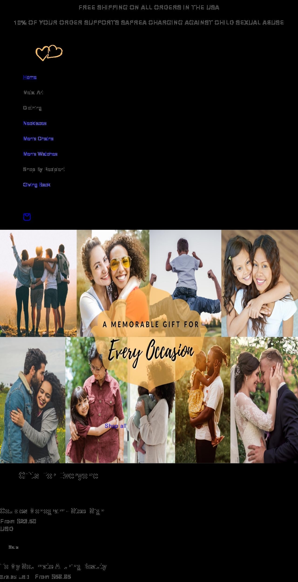 lovingfromtheheart.com shopify website screenshot