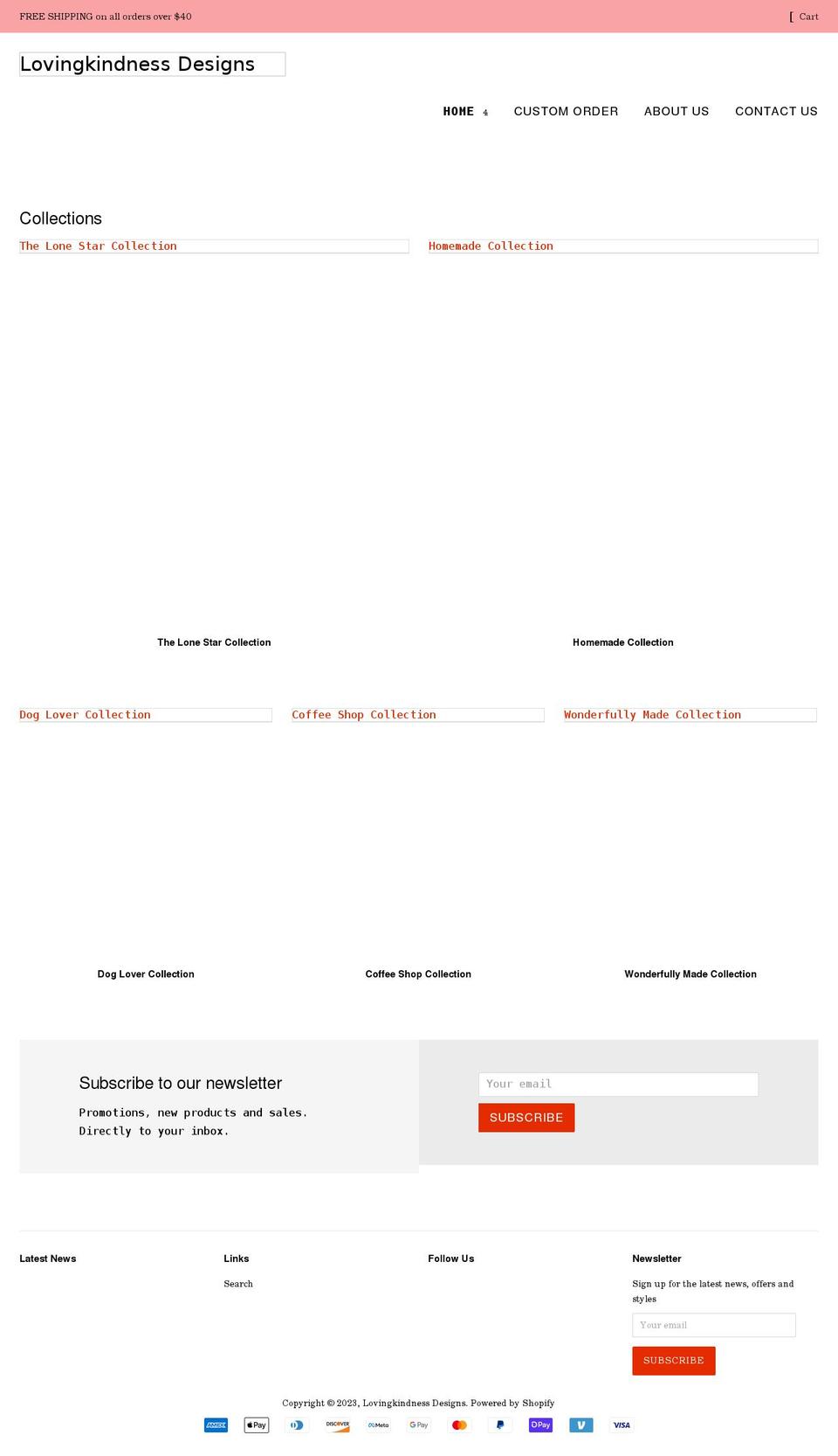 lovingkindnessdesigns.com shopify website screenshot
