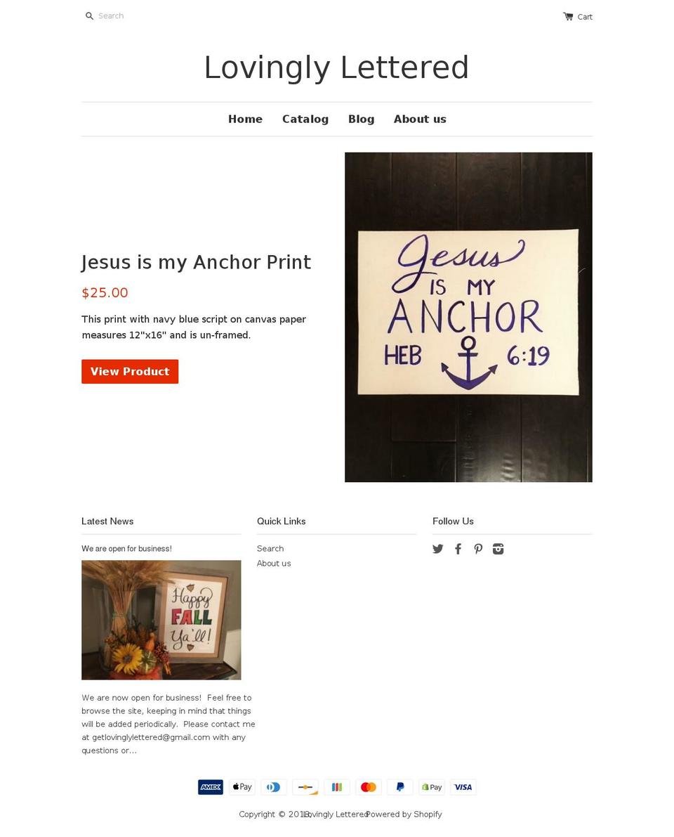 lovinglylettered.com shopify website screenshot