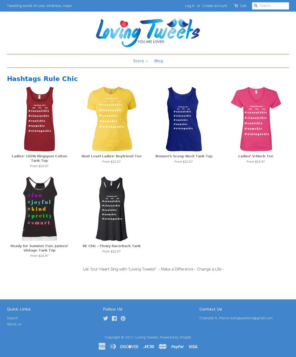 lovingtweets.com shopify website screenshot