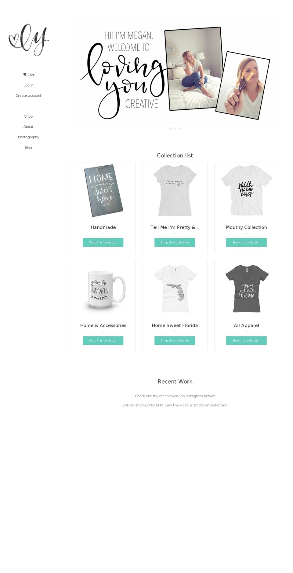 lovingyoucreative.com — Shopify storefront screenshot