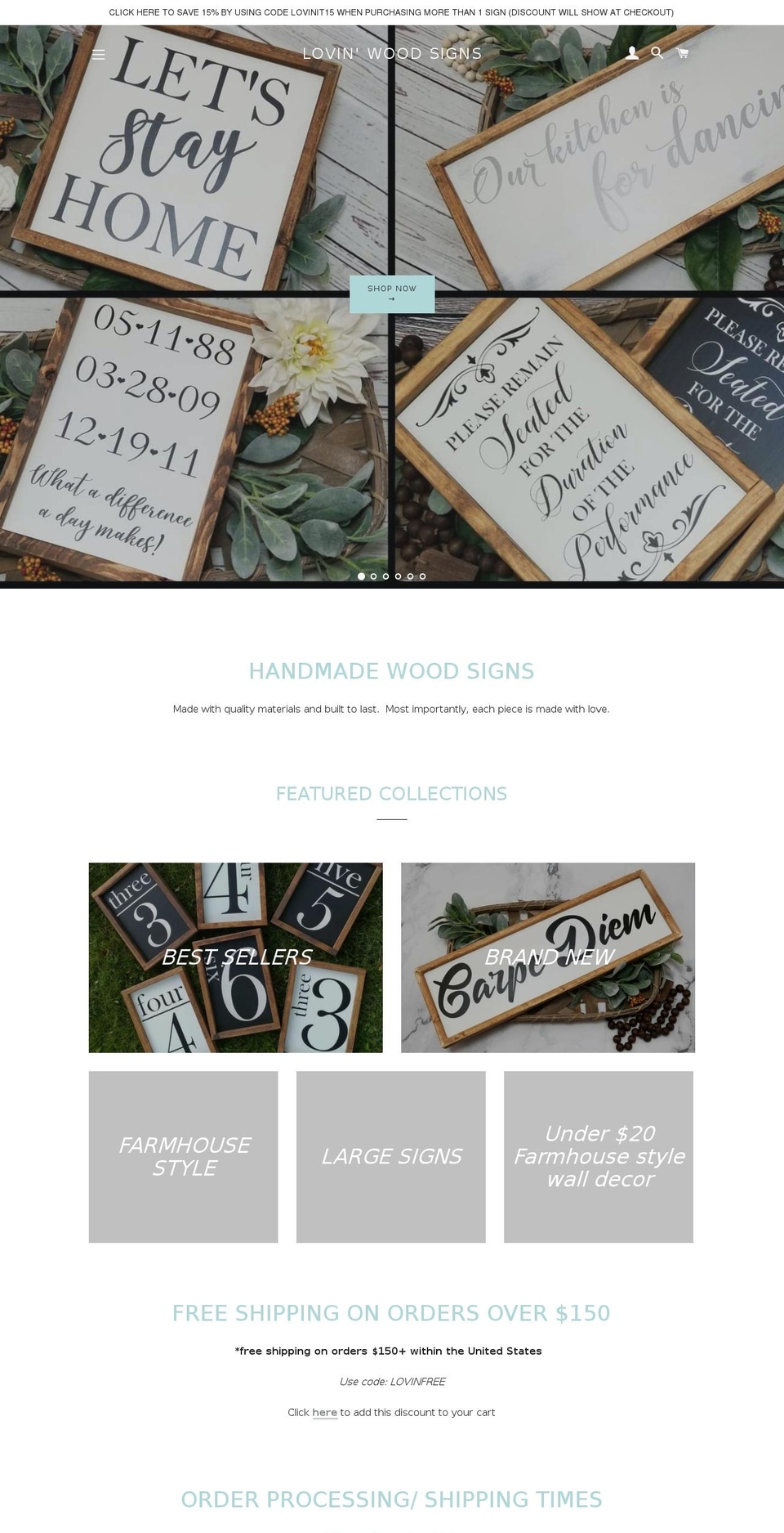 lovinwoodsigns.com — Shopify storefront screenshot