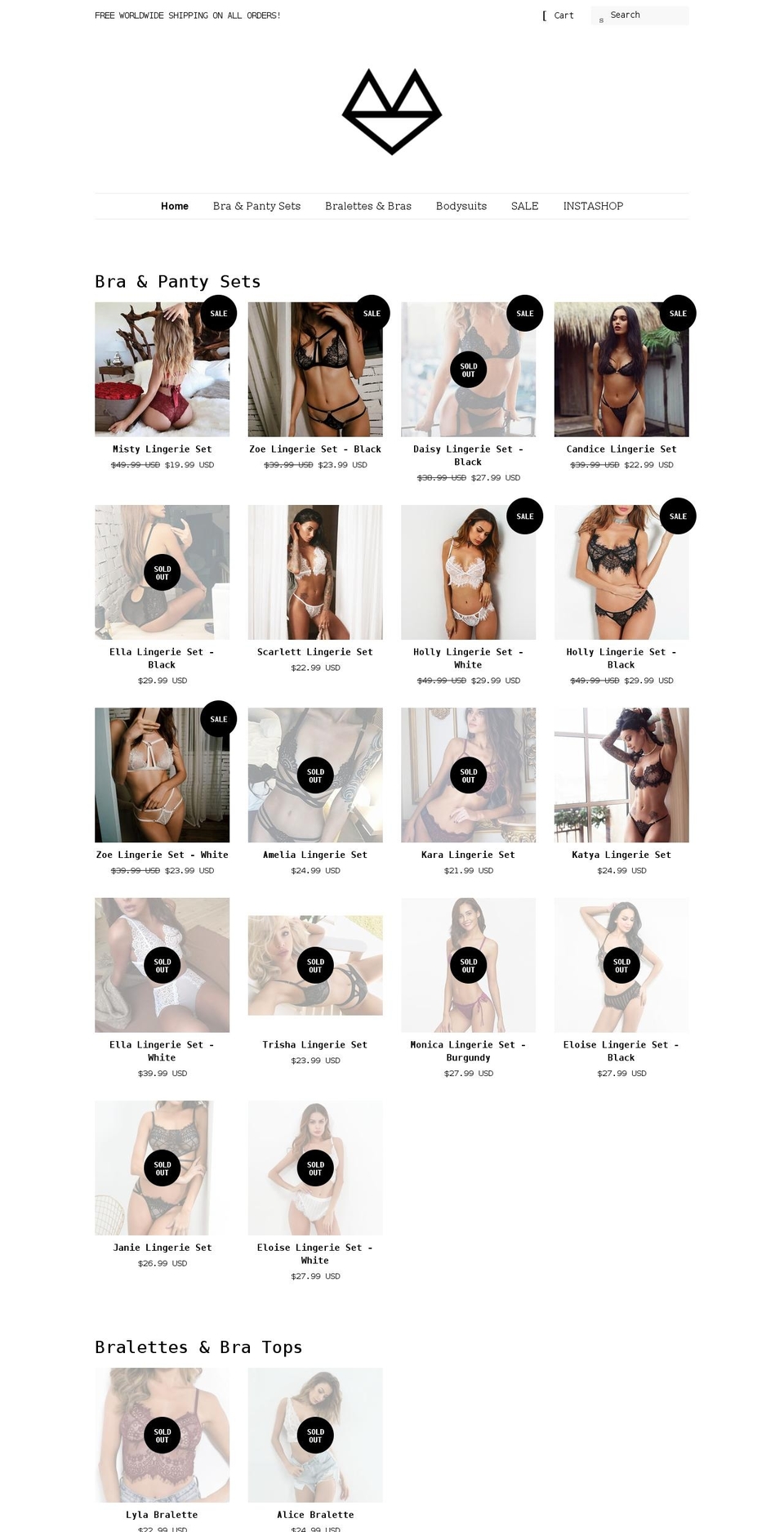 lovlingerie.com shopify website screenshot