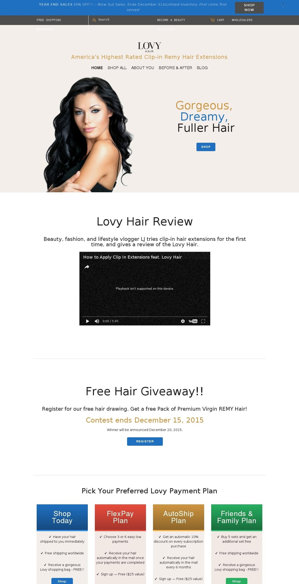 lovyhair.com shopify website screenshot
