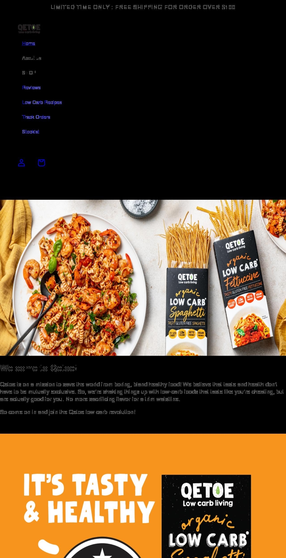 lowcarbpasta.com.au shopify website screenshot