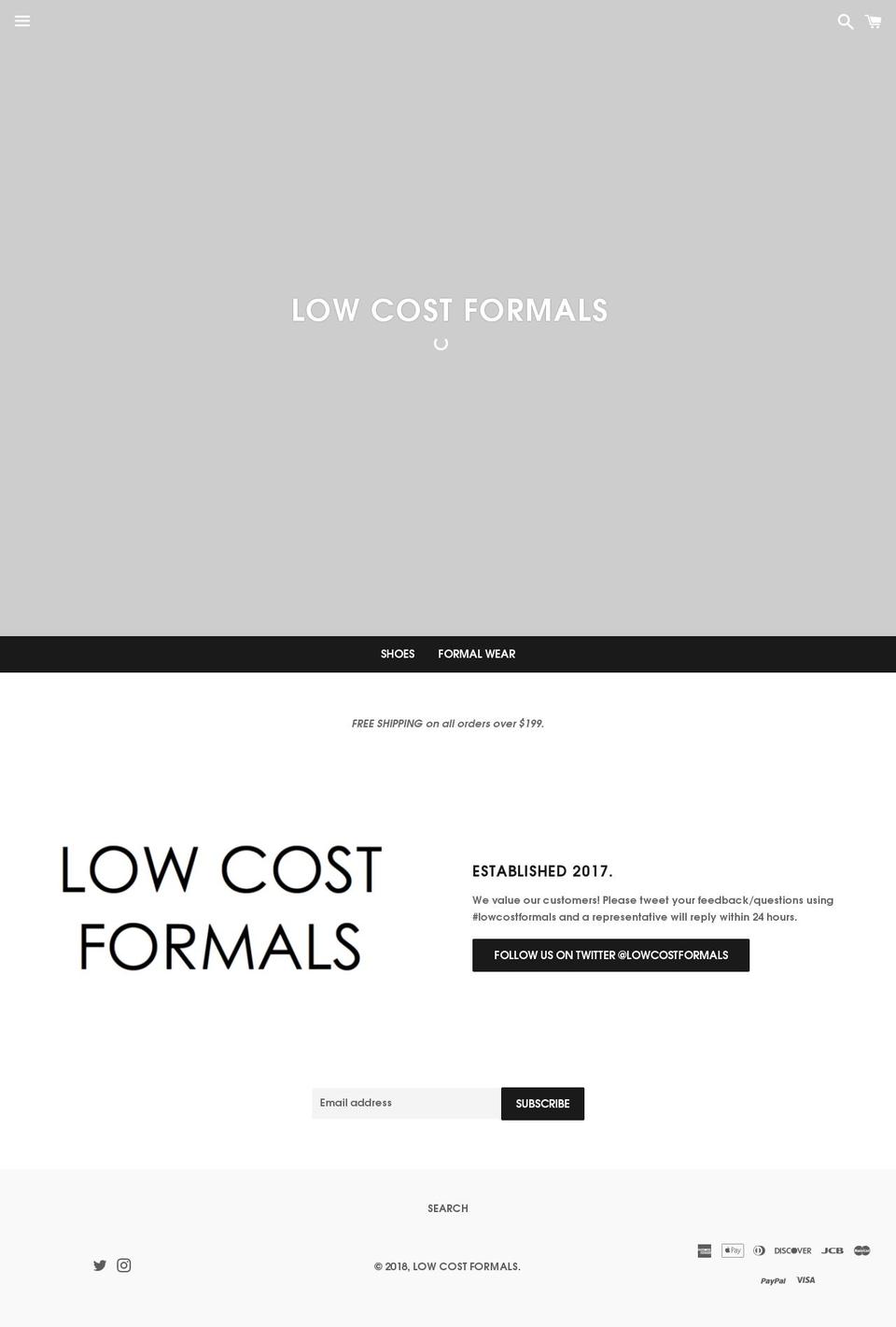 lowcostformals.com shopify website screenshot