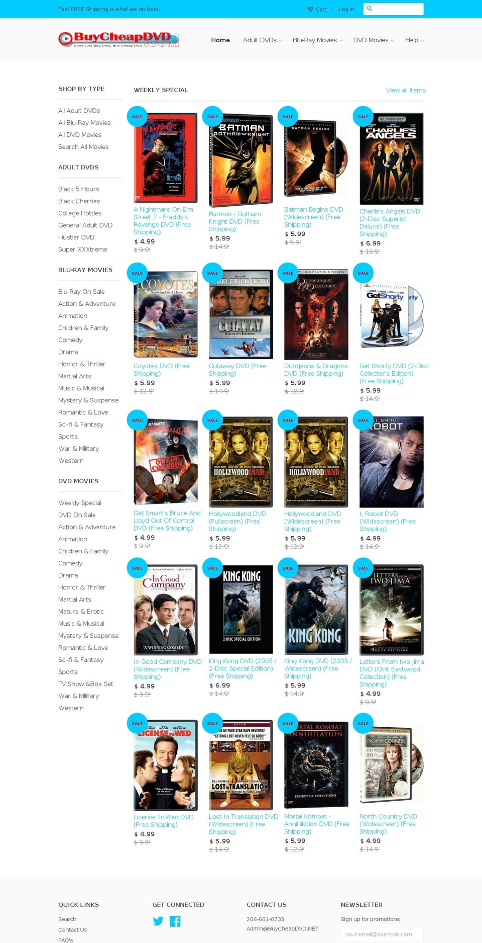 lowestpricedvd.com shopify website screenshot