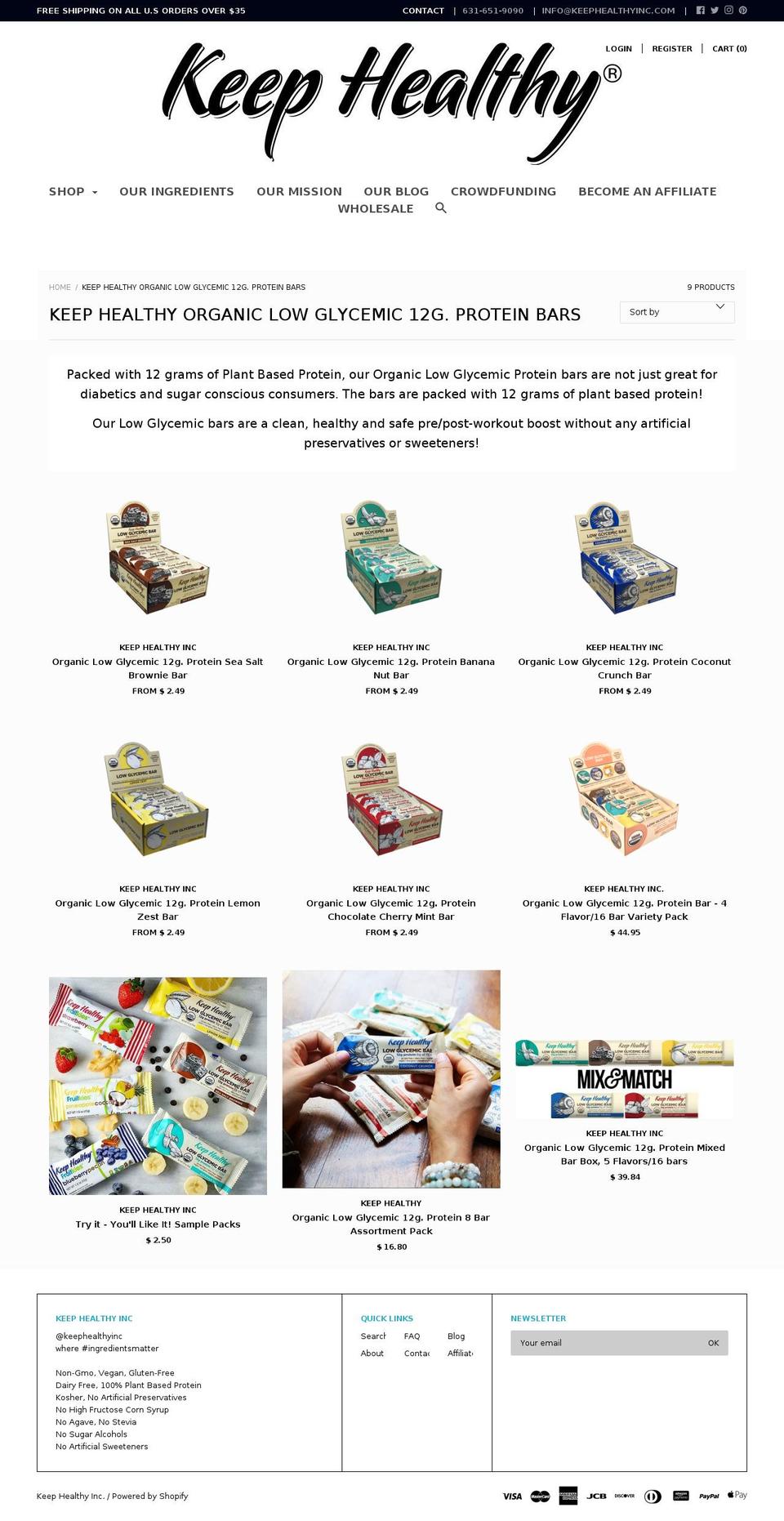 lowglycemicbar.com — Shopify storefront screenshot