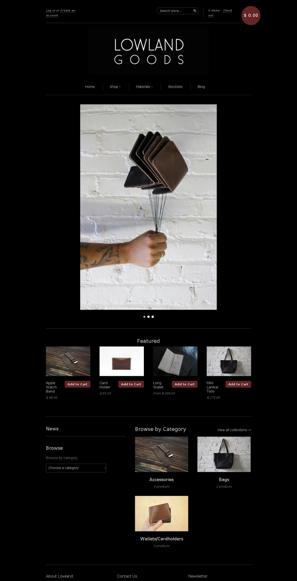 lowlandgoods.com shopify website screenshot