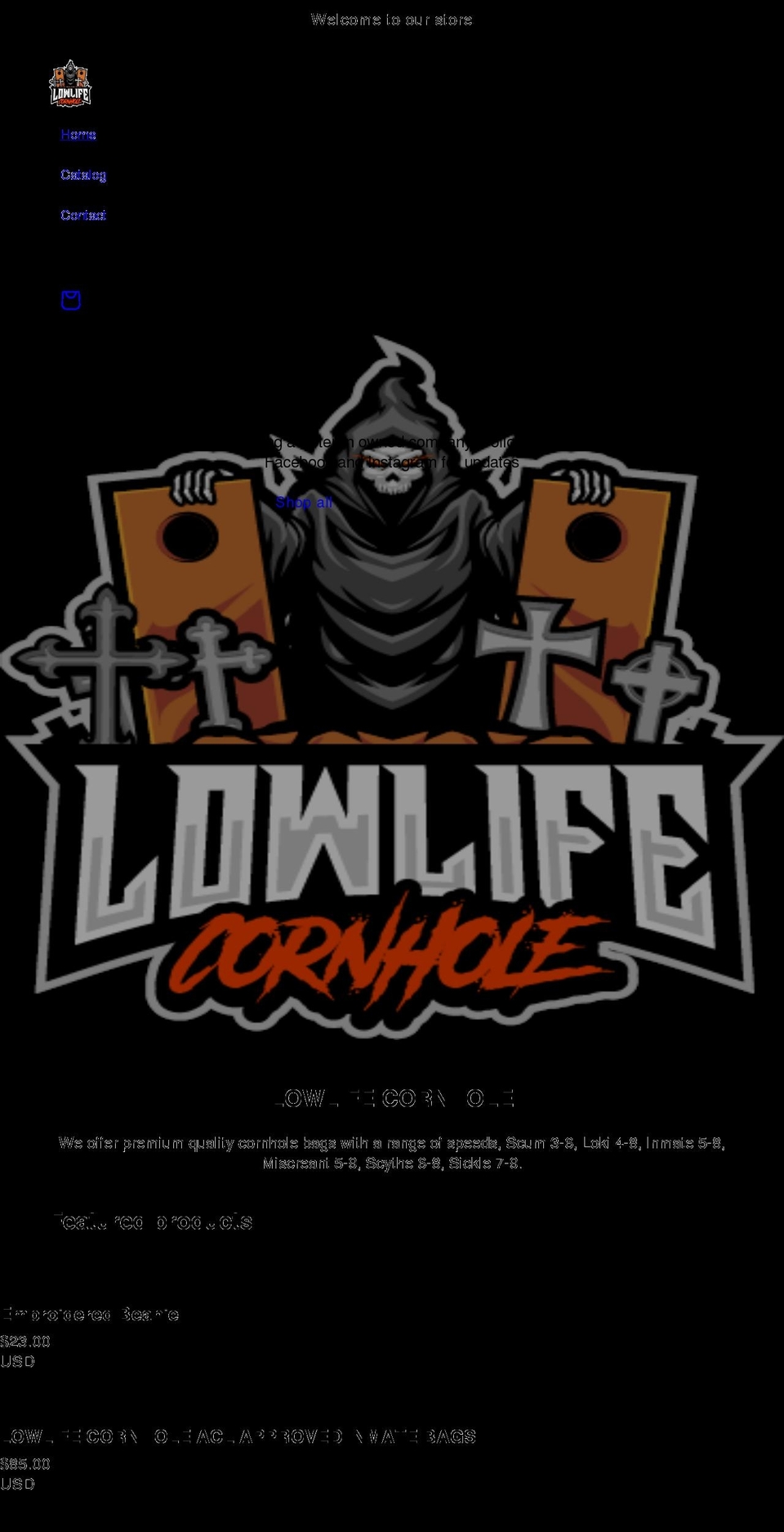 lowlifecornhole.com shopify website screenshot