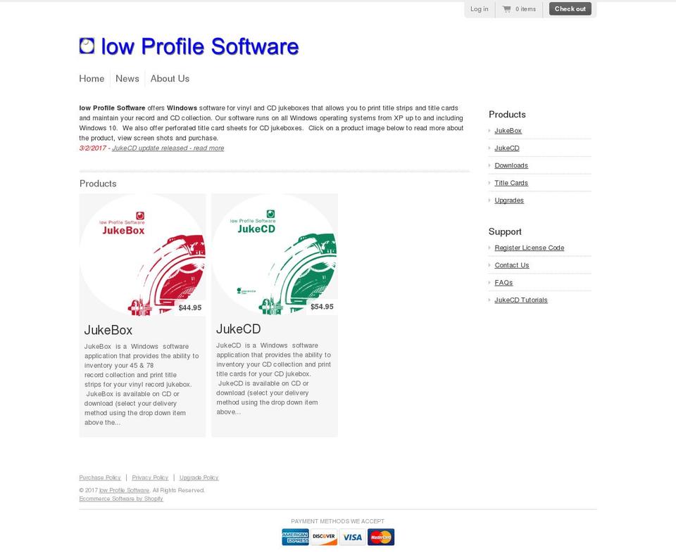 Emerge Shopify theme site example lowprofilesoftware.com