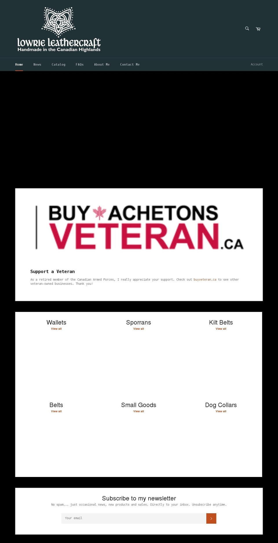 lowrieleathercraft.com shopify website screenshot