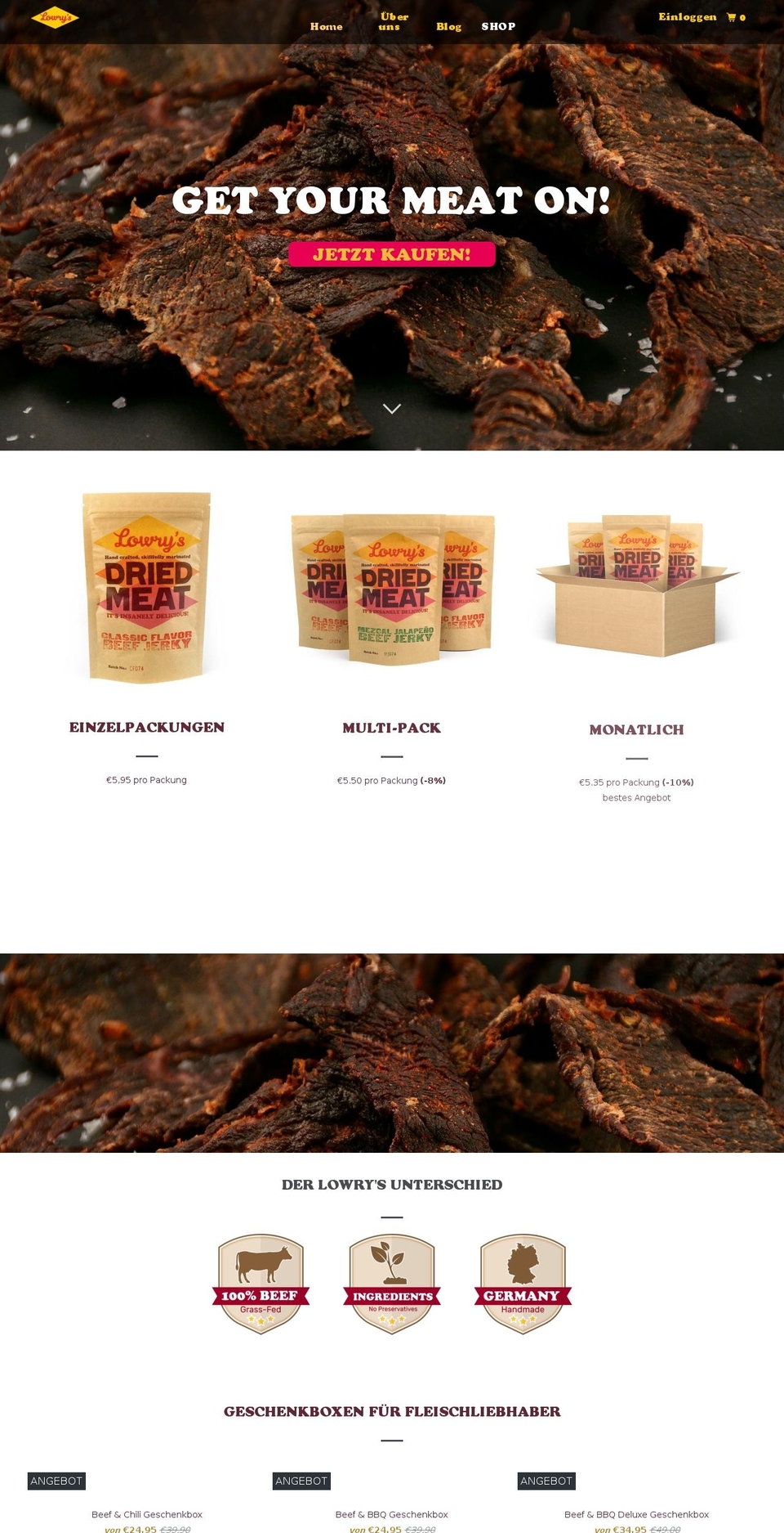 lowrysdriedmeat.de shopify website screenshot