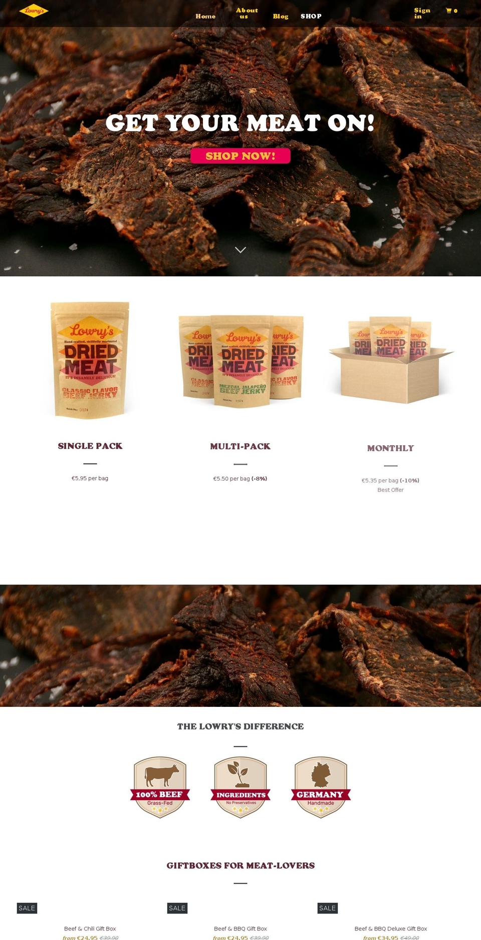 lowrysjerky.com — Shopify storefront screenshot