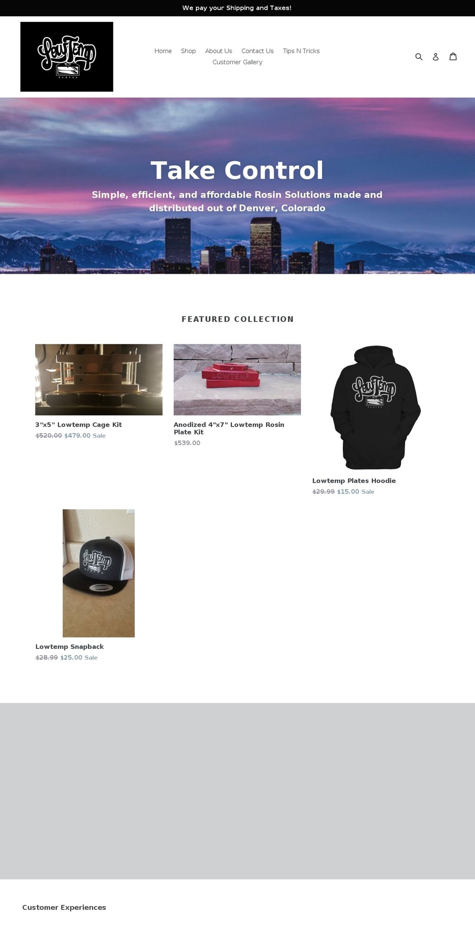 lowtemp-plates.com shopify website screenshot