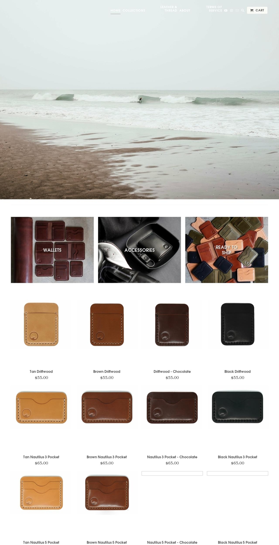 lowtideleather.com shopify website screenshot