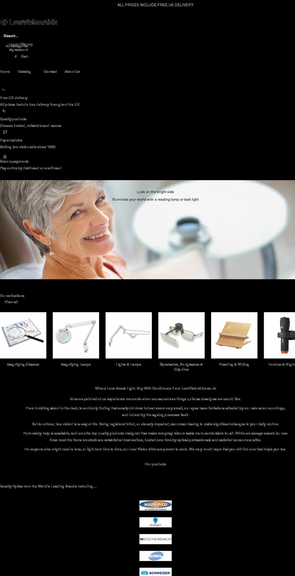 lowvisionaids.co.uk shopify website screenshot