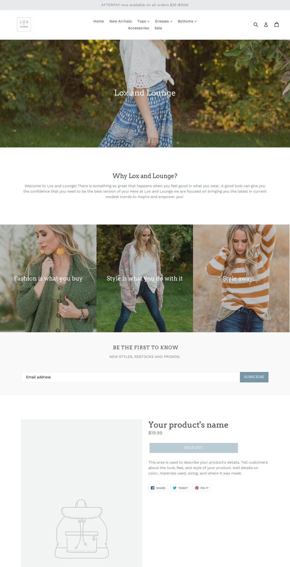 loxandlounge.com — Shopify storefront screenshot