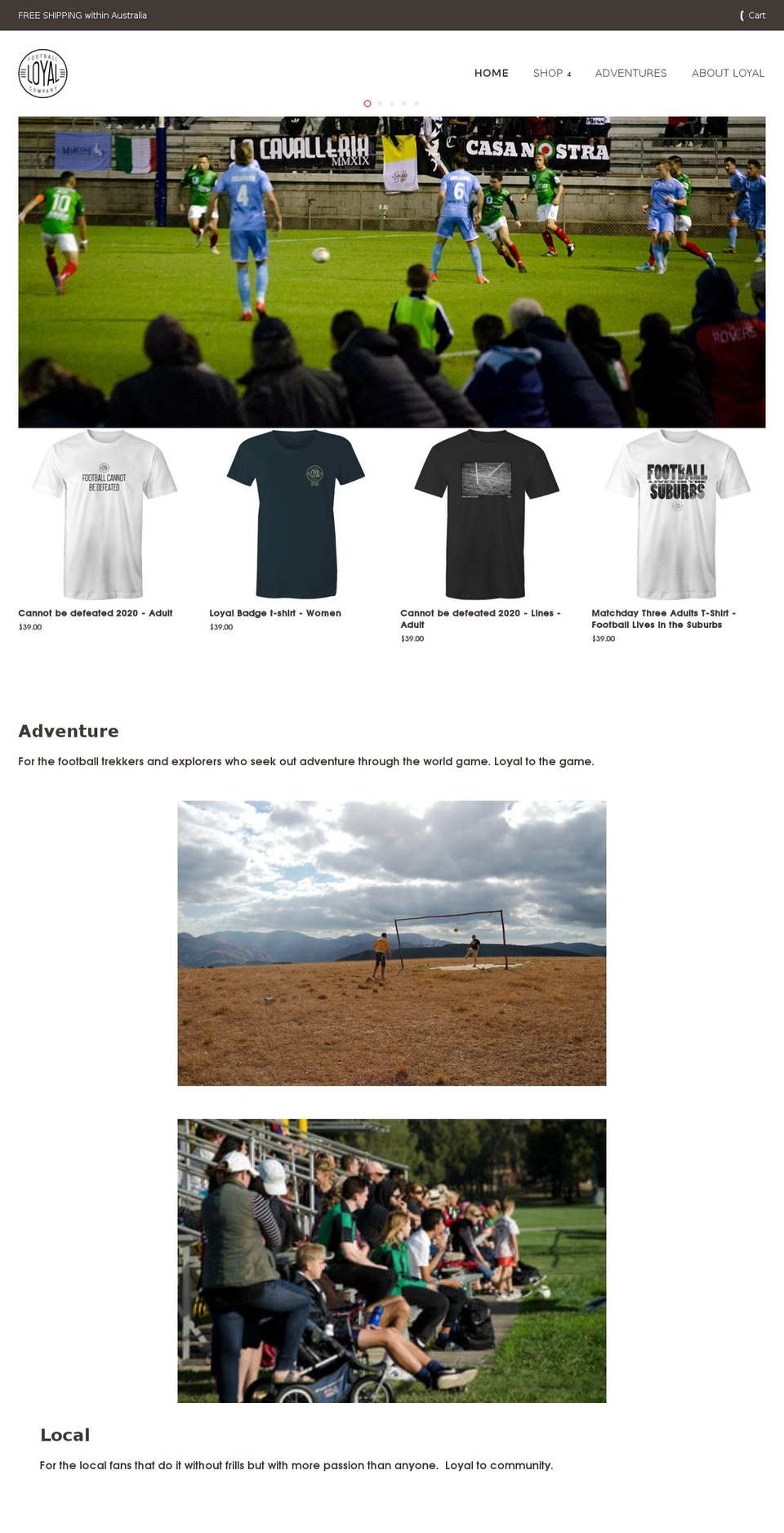 loyalfootball.com.au shopify website screenshot
