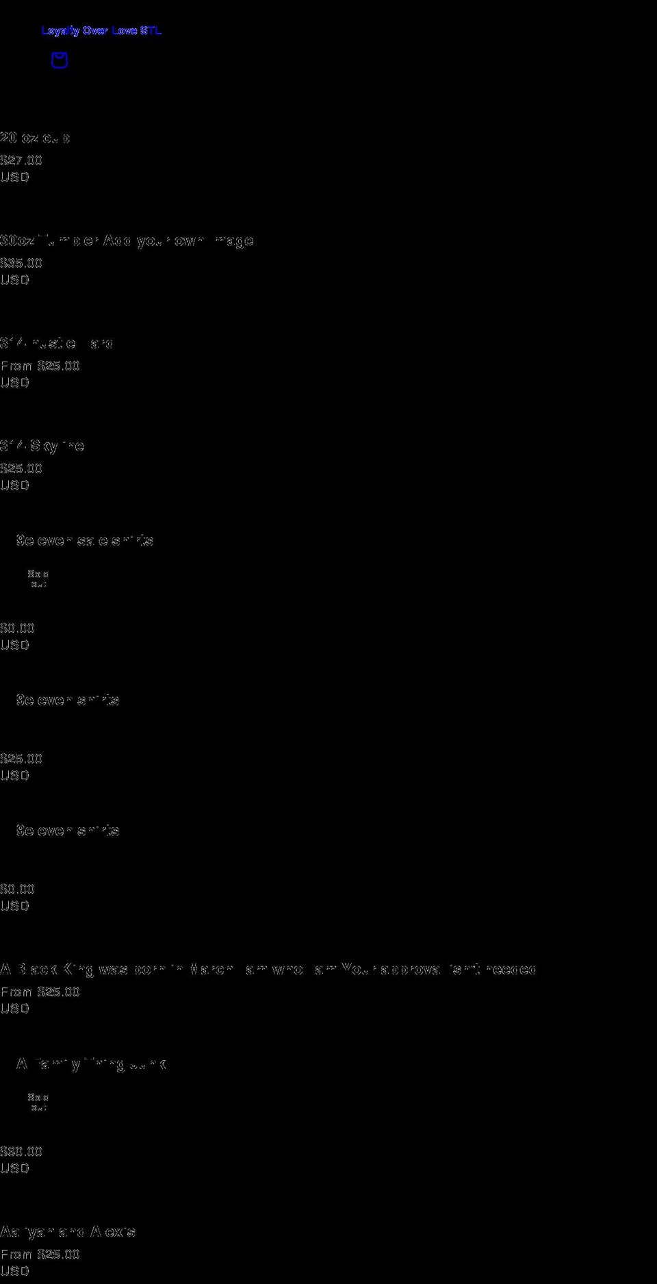 loyaltyoverlovestl.com shopify website screenshot