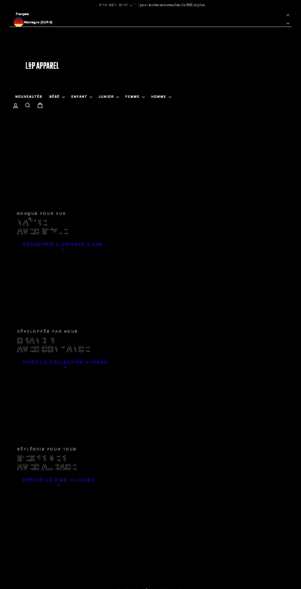 lpappareljr.com — Shopify storefront screenshot