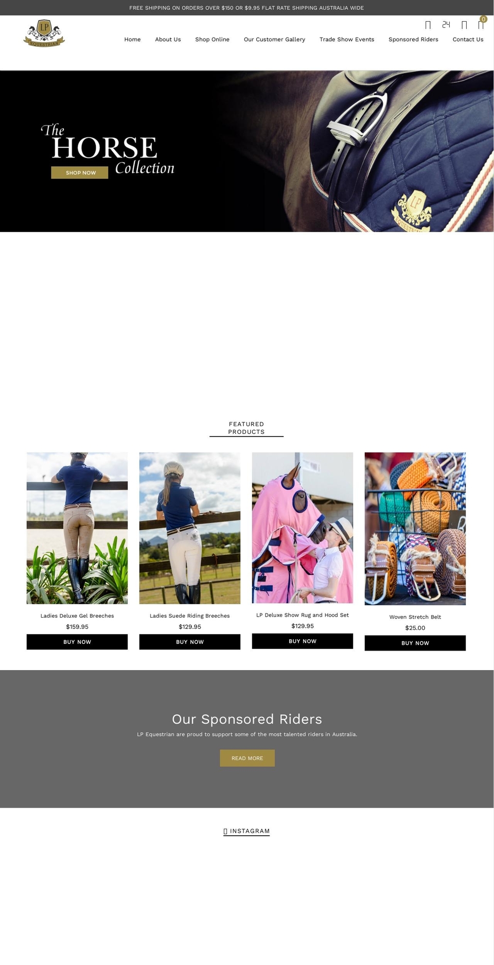 lpequestrian.com.au shopify website screenshot