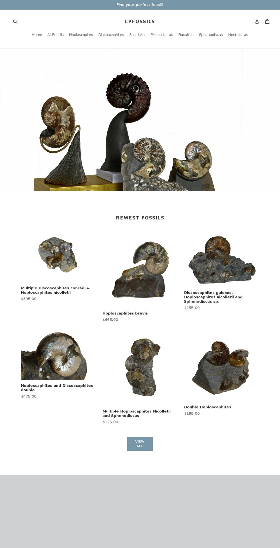 lpfossils.com shopify website screenshot
