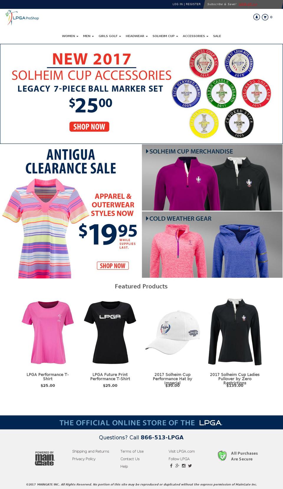 lpgaproshop.com shopify website screenshot